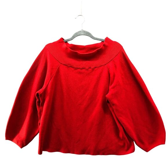 H&M Oversized Red Sweater Womens L Cowl Neck Balloon Sleeve Relaxed With Wool - Picture 1 of 9